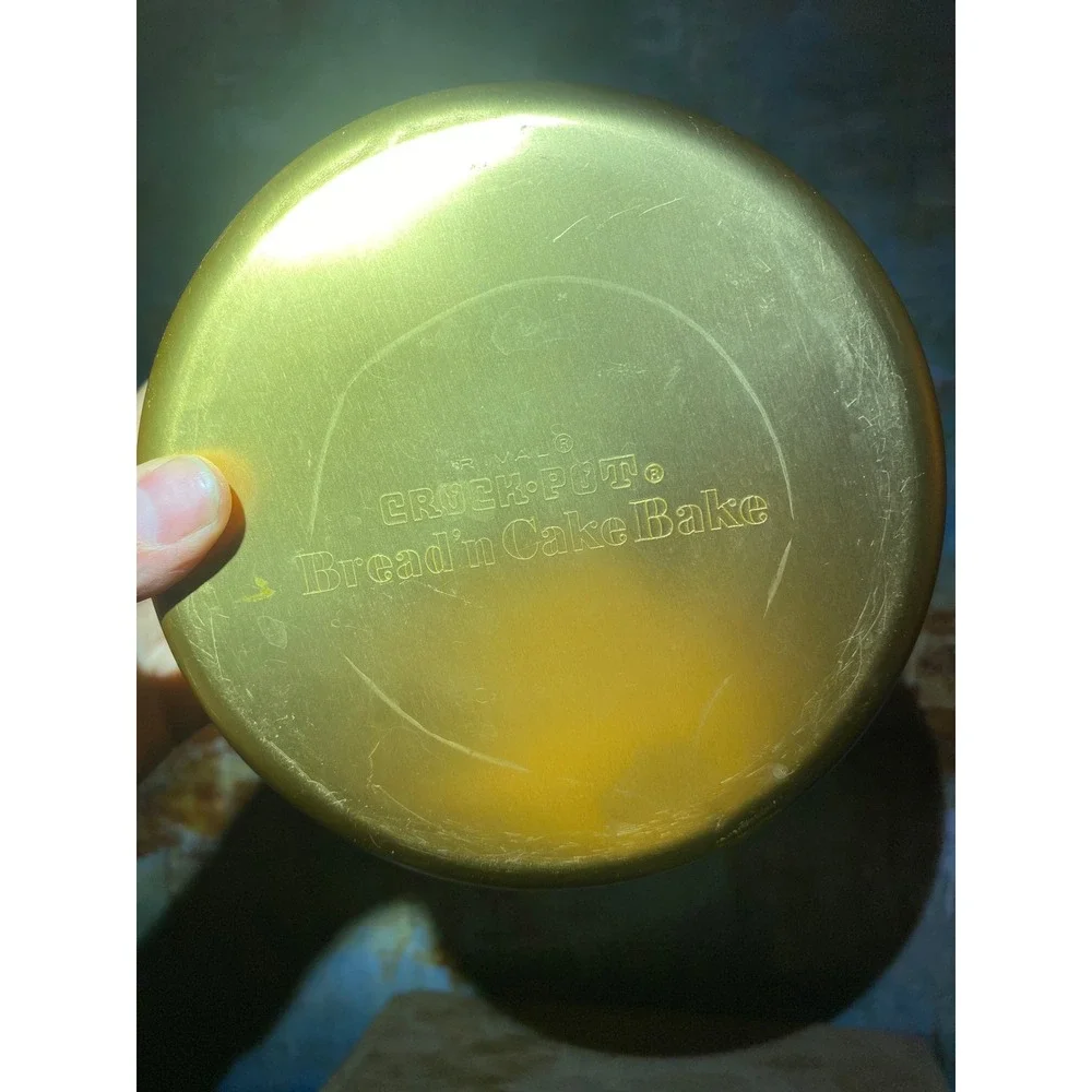 Vintage Rival Crock-Pot Bread 'n Cake Bake Gold Aluminum Insert Pan with Lid